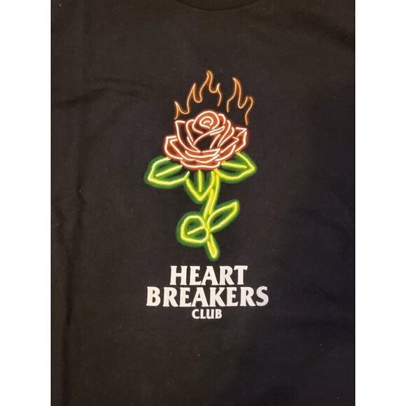 Heartbreakers Club T-shirt Men's Medium Black Rose‎ Flames Streetwear Cotton NWT - Picture 3 of 6
